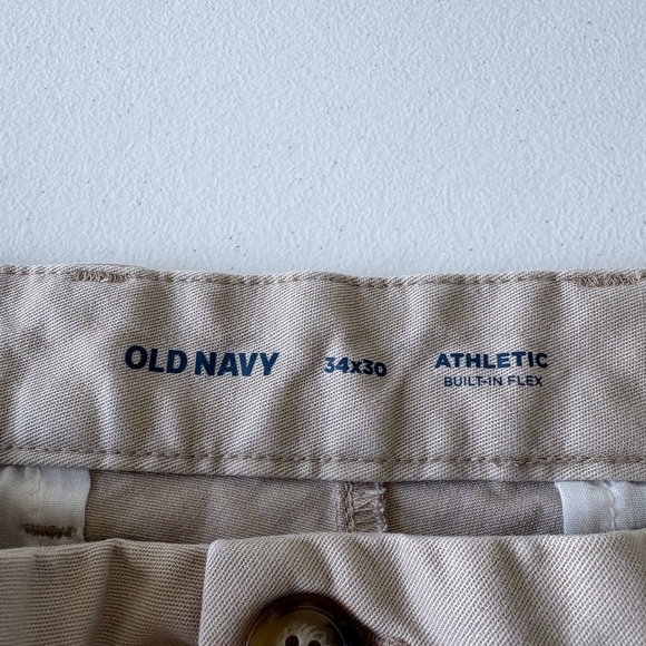 Old Navy Size 34 Lot of 2 Pants Navy Blue & Light Tan School Chino Preppy Khakis - Picture 3 of 16